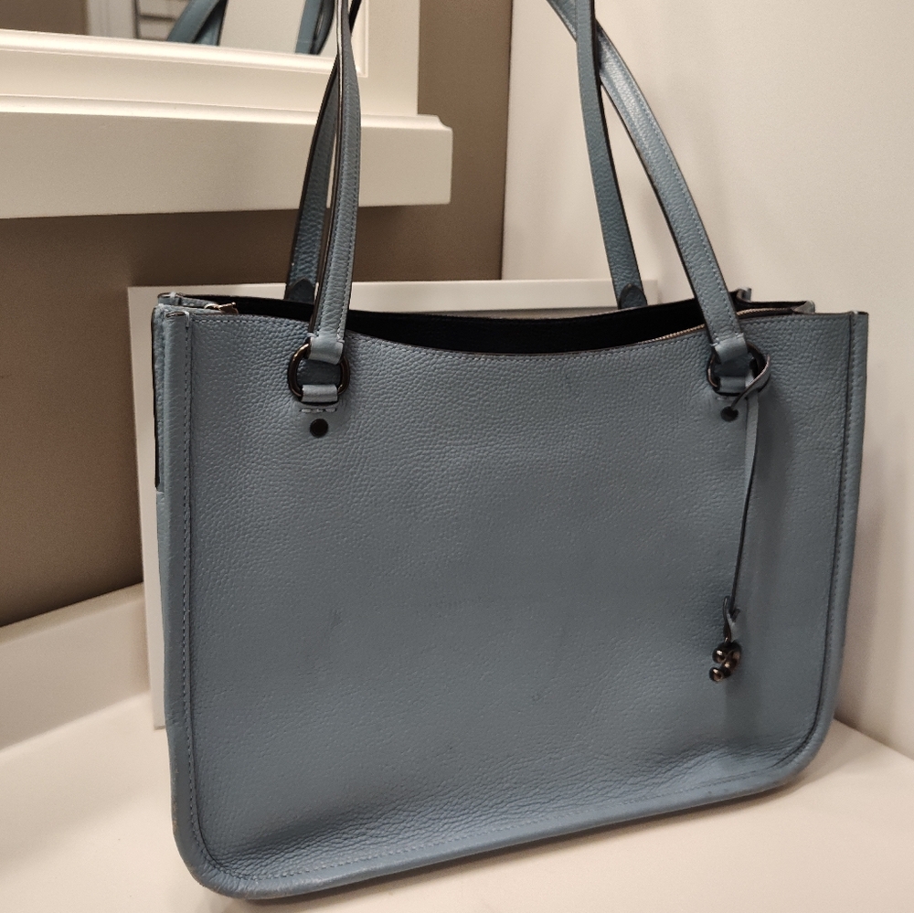🧁GUC Coach Tyler Carryall 28 Medium Blue C2273 Pebble Leather Shoulder Tote Bag - Picture 2 of 16
